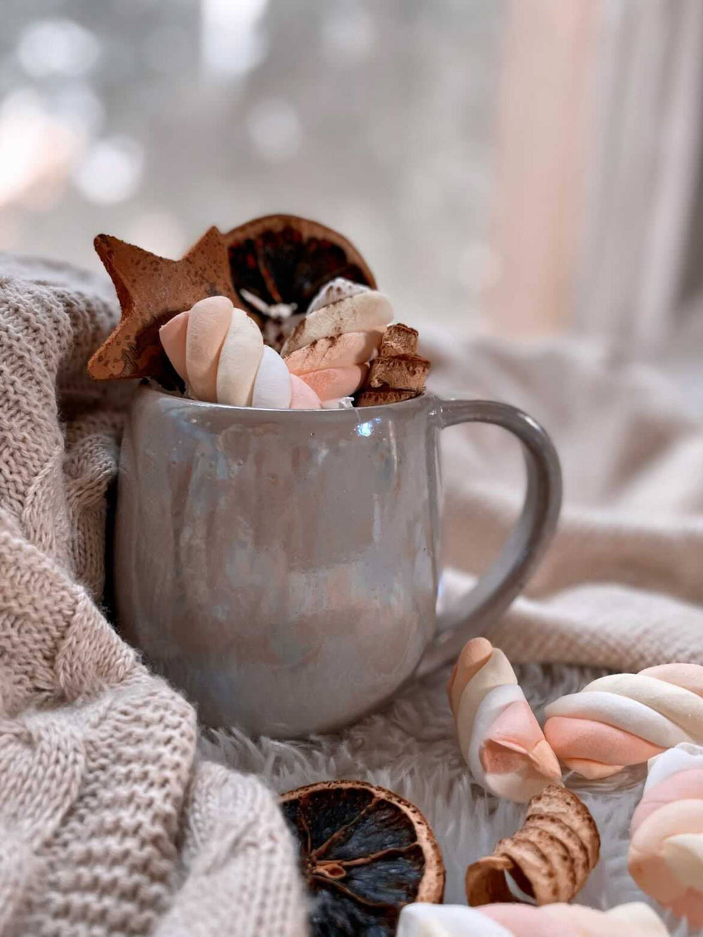 Beige Rainbow Colors Curvy Mug