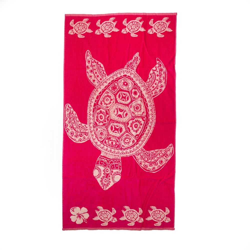 giftopiia-summer beach hot pink turtle towel