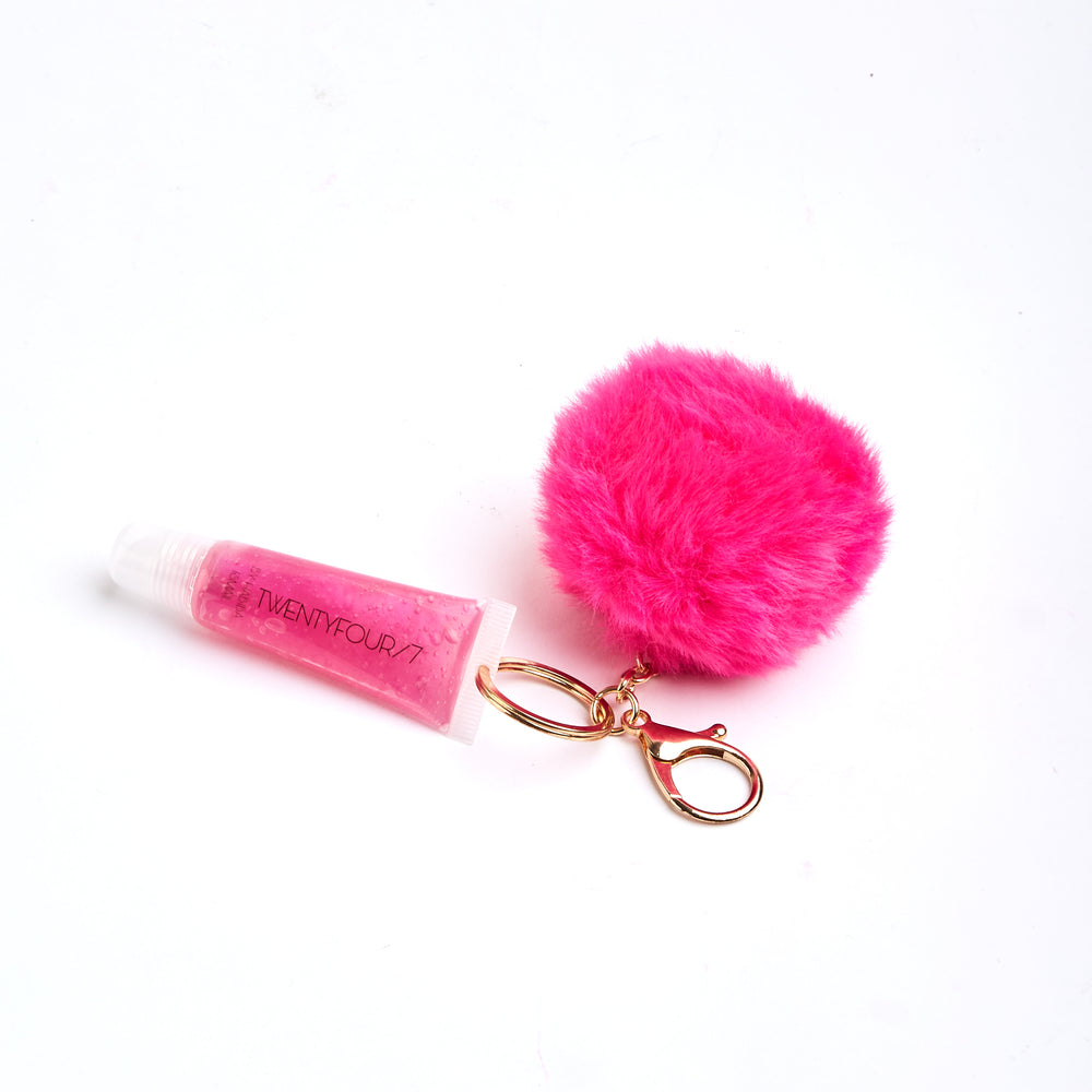Twenty Four Seven-Lip Gloss With Fluffy Key Chain “Pink”