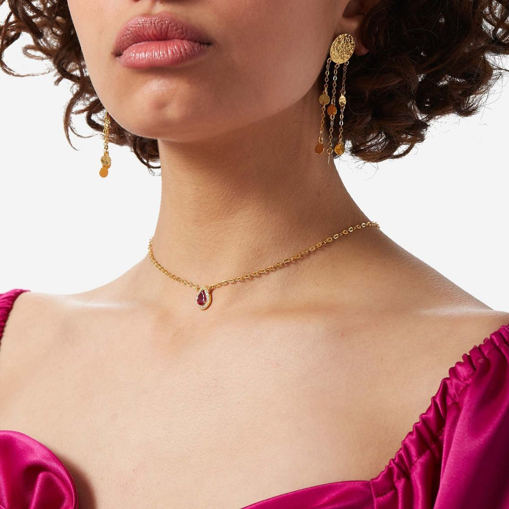 Her Royal Highness-Raspberry Teardrop Necklace