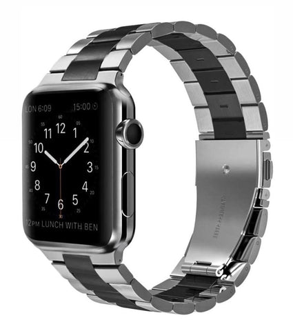 Stainless Steel Band for Apple Watch 38/40mm "Silver Black"