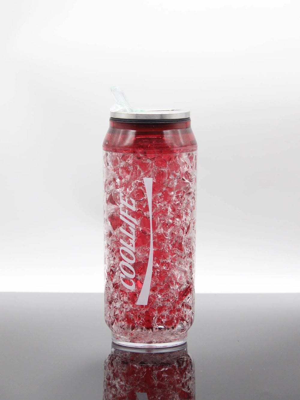 Cracked Ice Pattern Straw Cup Red 450ml
