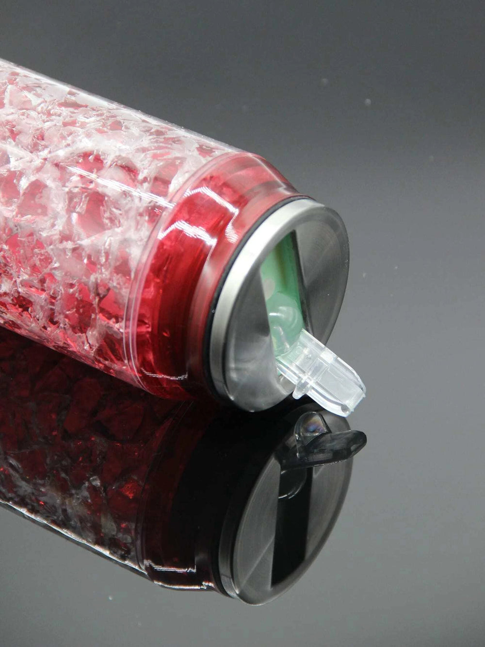 Cracked Ice Pattern Straw Cup Red 450ml