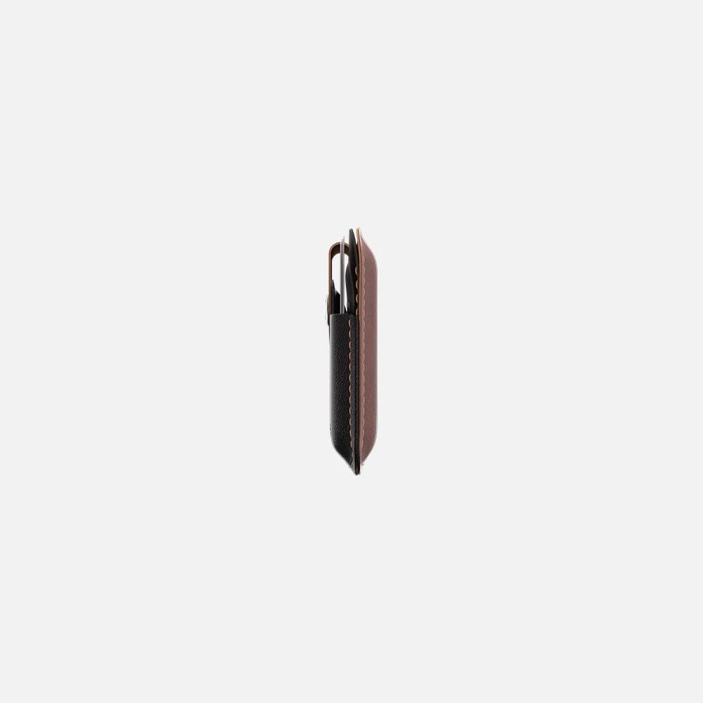 Hitch-Snap Caardholder Natural Genuine Leather 'Black Brown'