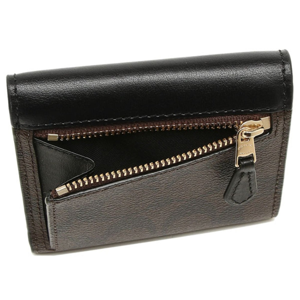 Coach-Small Wallet In Signature Canvas "Brown & Black"