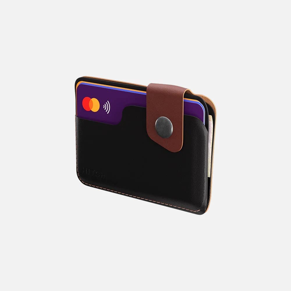 Hitch-Snap Caardholder Natural Genuine Leather 'Black Brown'