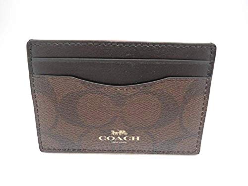 Coach-Signature Canvas Card Case Holder "Brown Black"