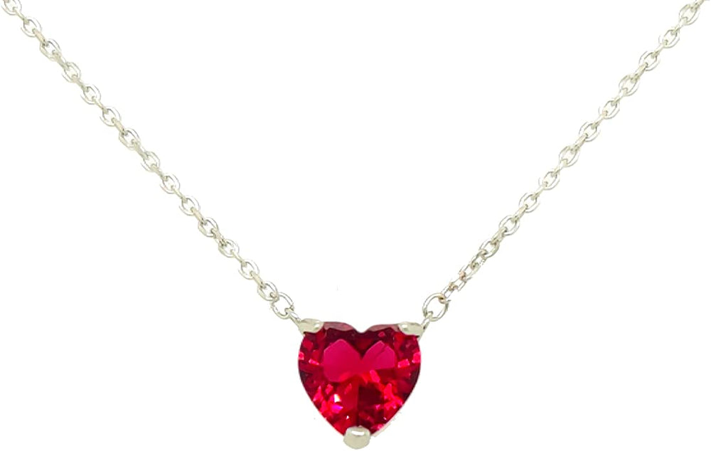 Asfour Crystal-925 Silver Heart of Red Lobe Necklace (NR0004-R)