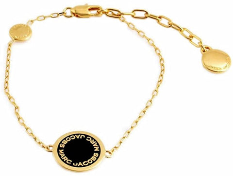 Marc Jacobs-MARC JACOBS Black/Oro Logo Disc Enamel Bracelet