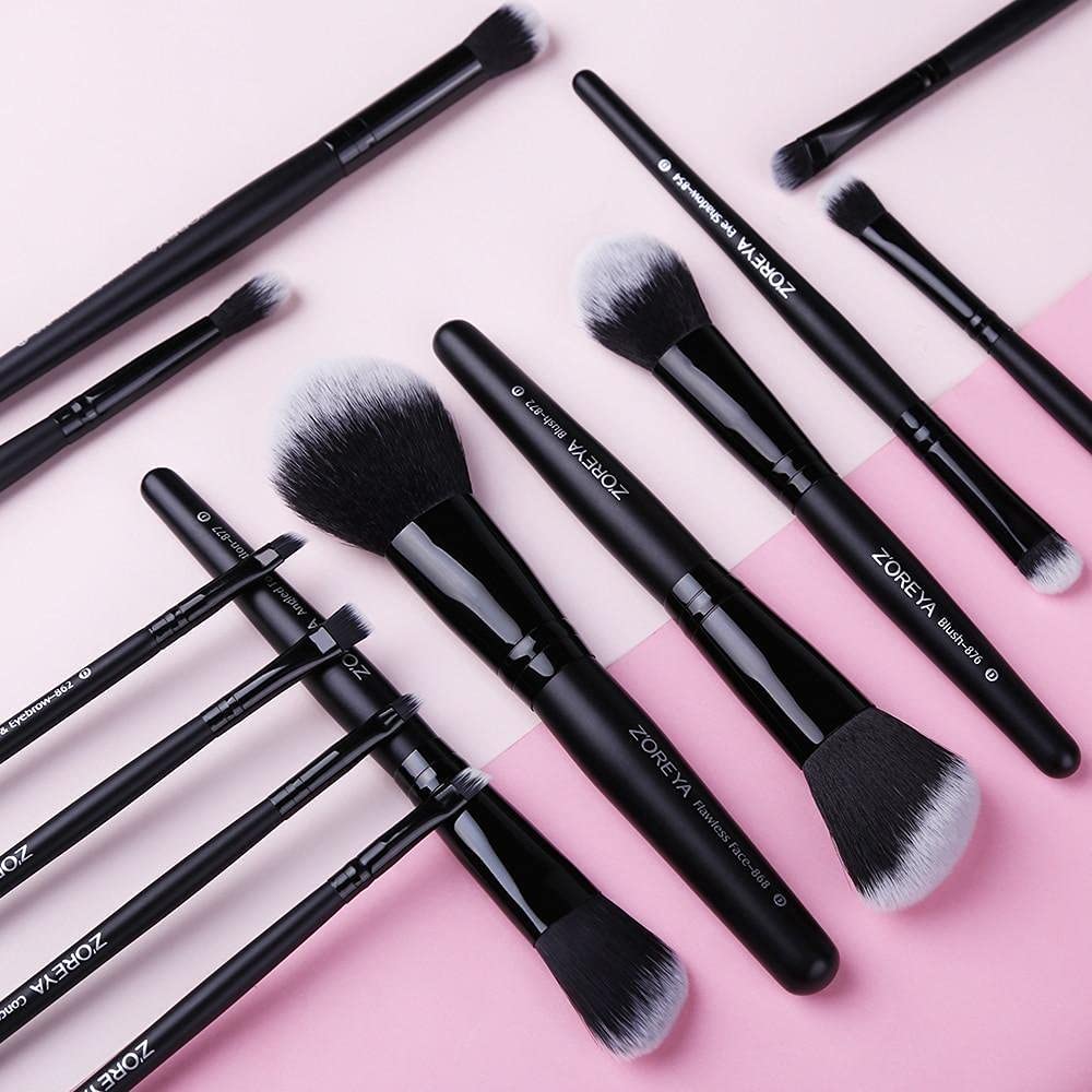 Z'OREYA-Makeup Brushes 15 Piece High End Black Makeup Brush Set