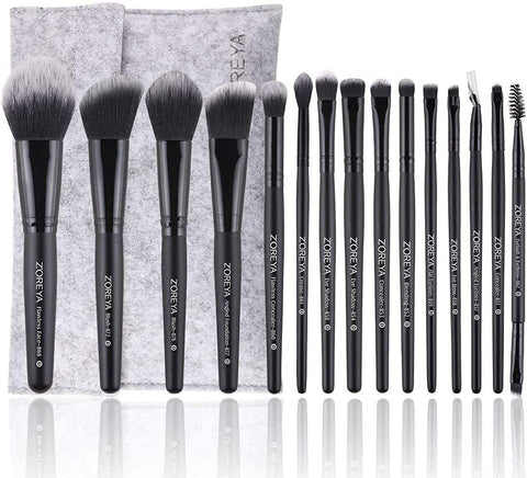 Z'OREYA-Makeup Brushes 15 Piece High End Black Makeup Brush Set