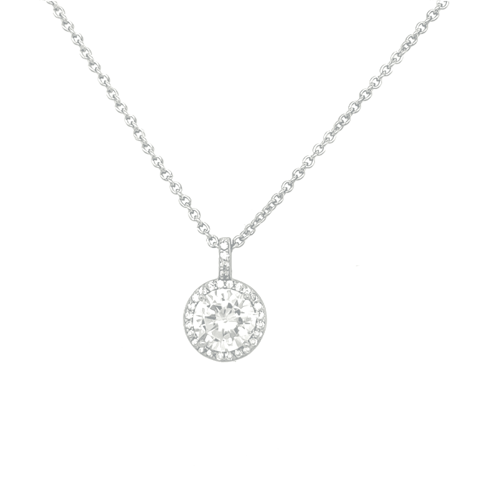 Asfour Crystal-ASFOUR ROUNDED ZIRCON STONE SILVER 925 NECKLACE (NR0040)