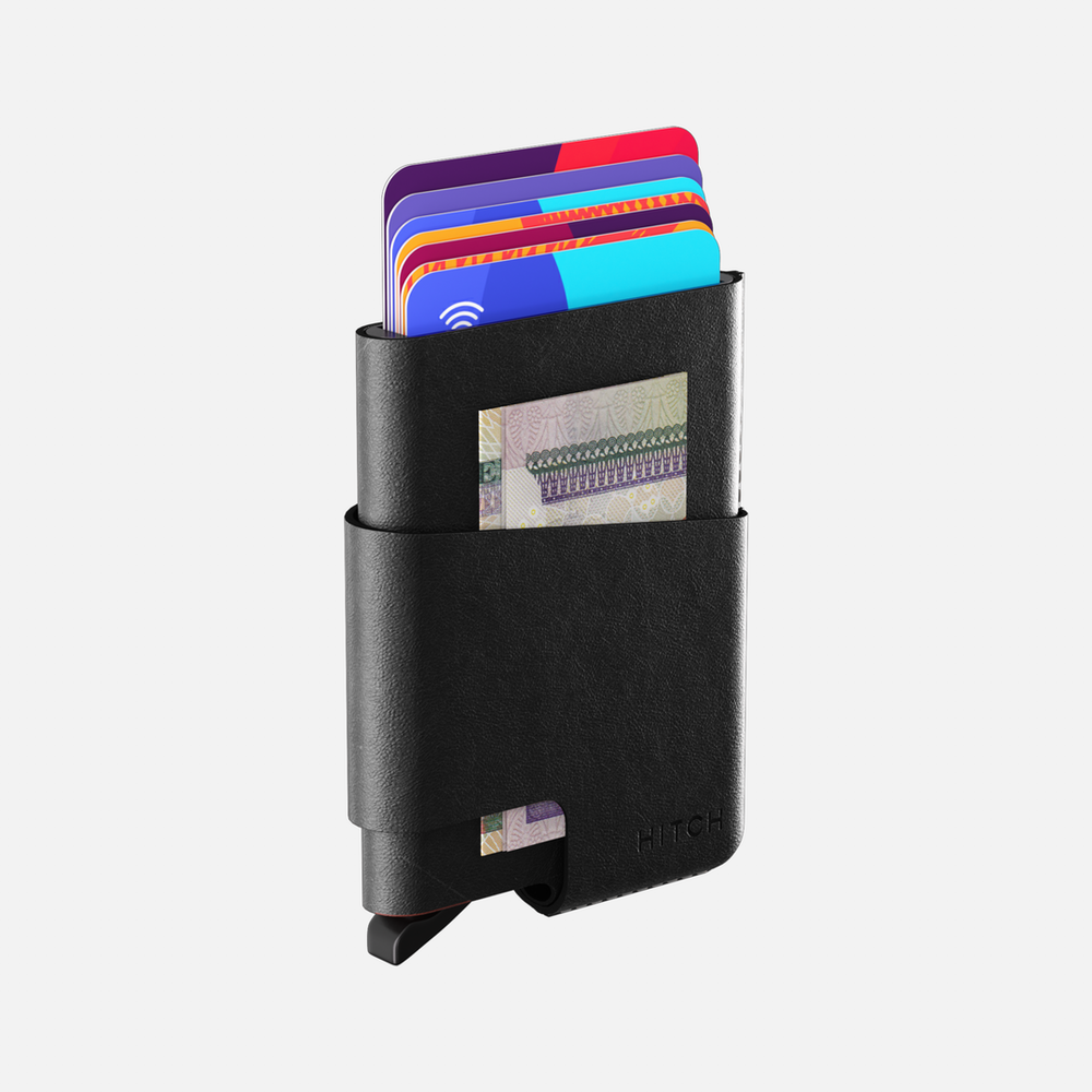 Hitch-Cut Out Card Holder Wallet With RFID Blocking Function "Black"