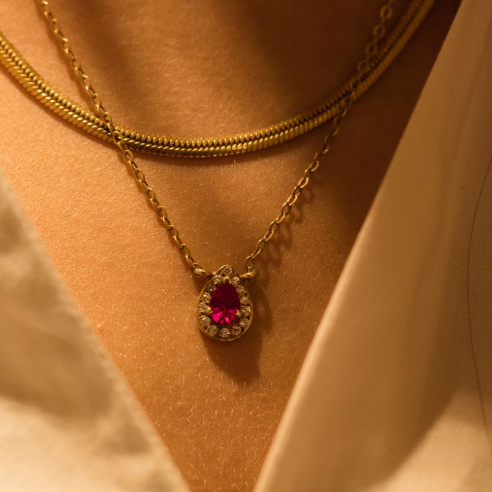 Her Royal Highness-Raspberry Teardrop Necklace