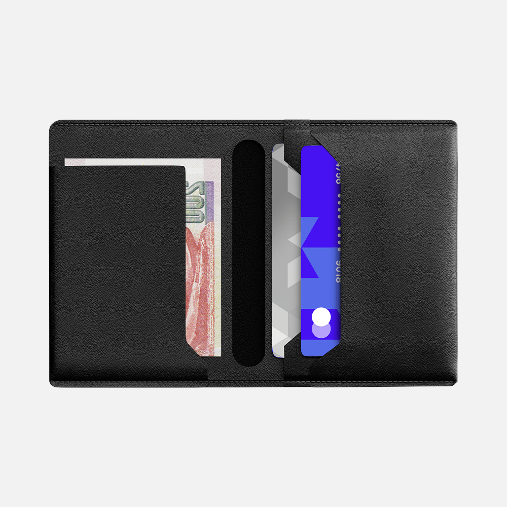 Hitch-Bifold Wallet Natural Genuine Leather "Black"
