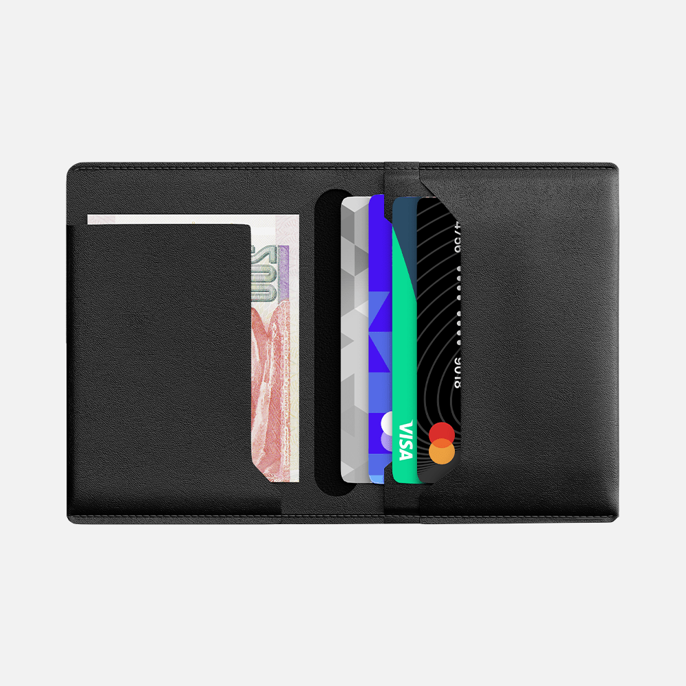 Hitch-Bifold Wallet Natural Genuine Leather "Black"