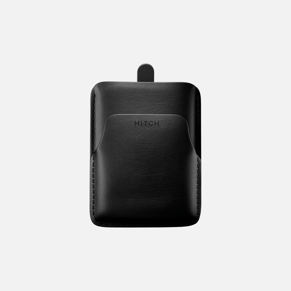 Hitch-Pull Up Cardholder Natural Genuine Leather "Black"