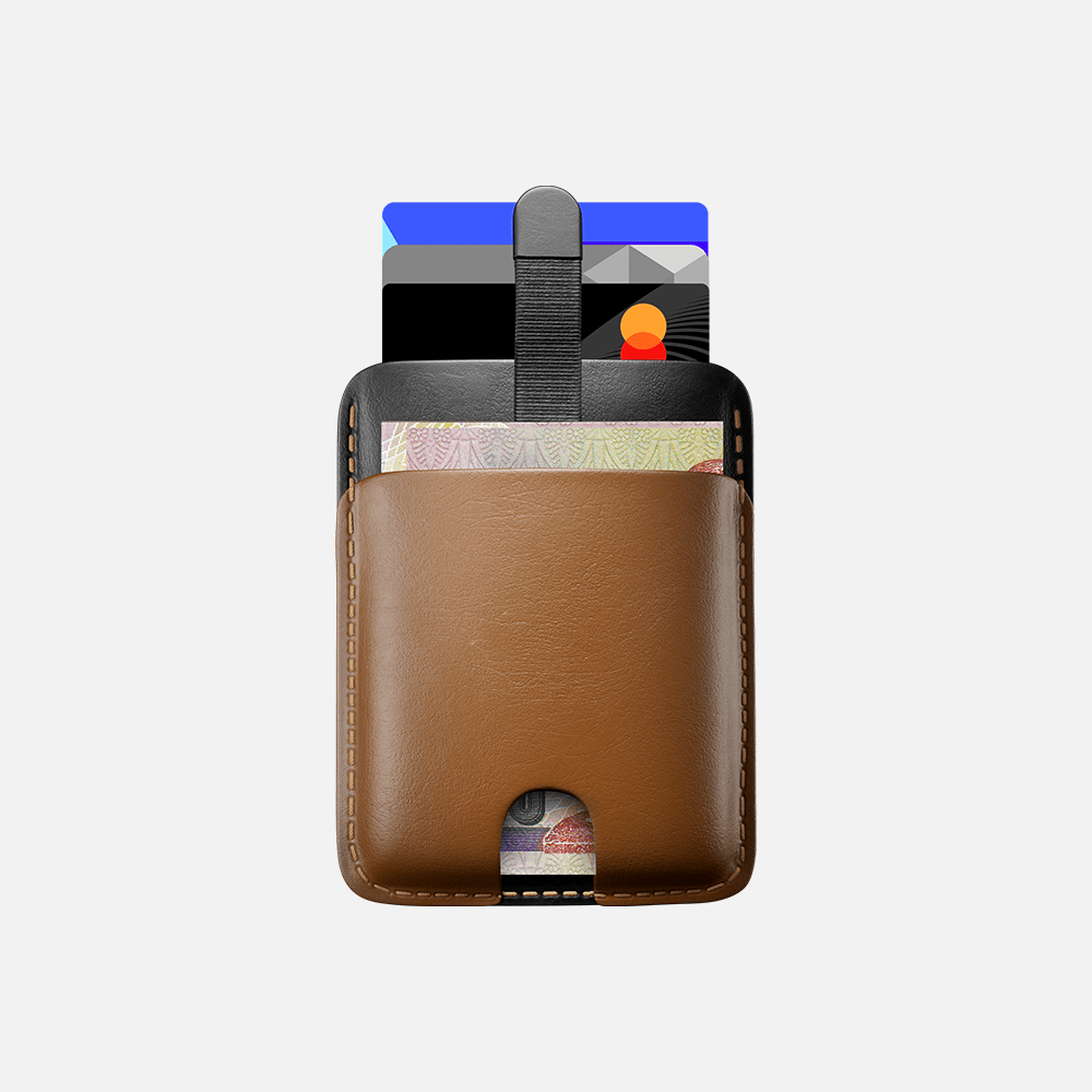 Hitch-Pull Up Cardholder Natural Genuine Leather "Havan Black"