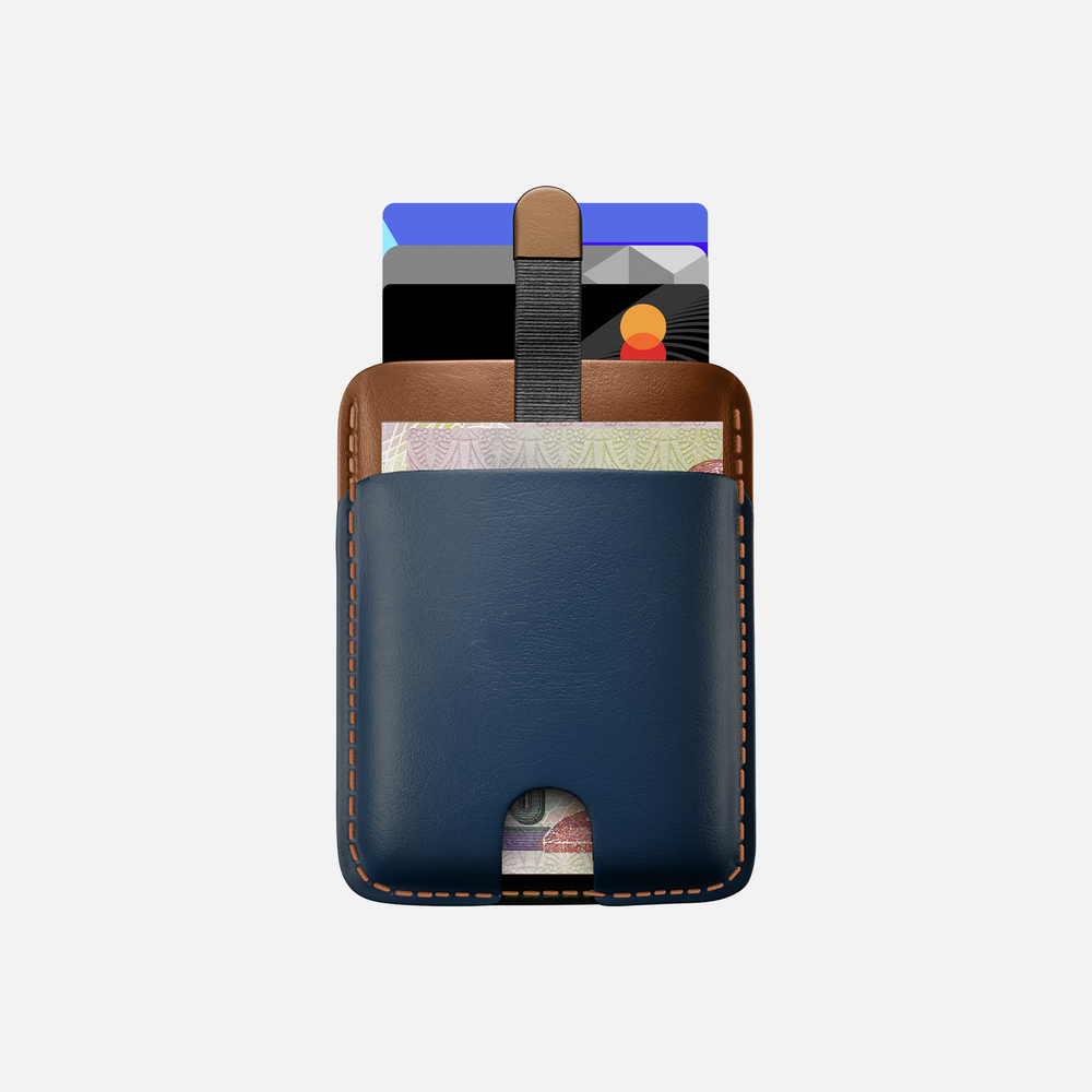 Hitch-Pull Up Cardholder Natural Genuine Leather "Havan Navy"