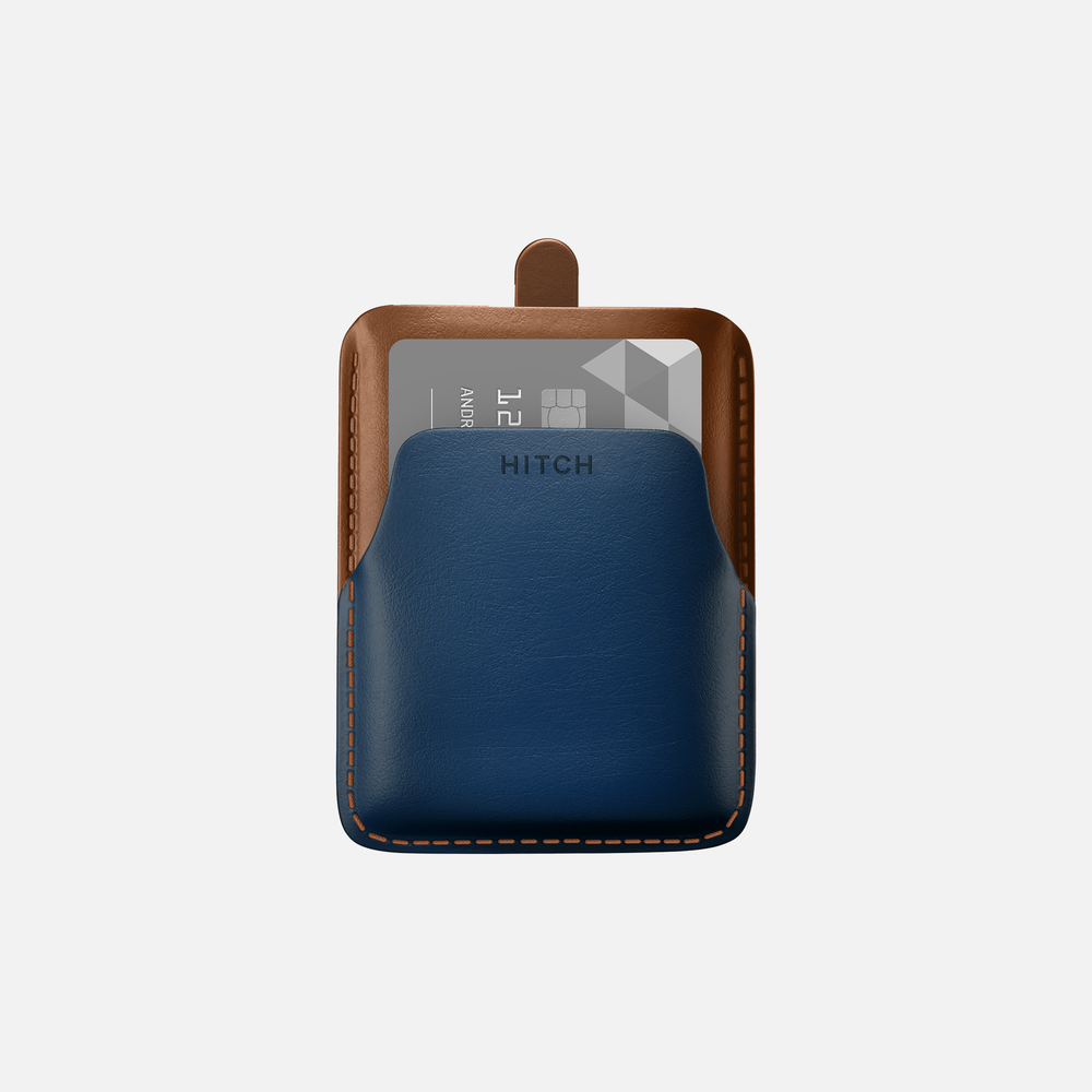 Hitch-Pull Up Cardholder Natural Genuine Leather "Havan Navy"