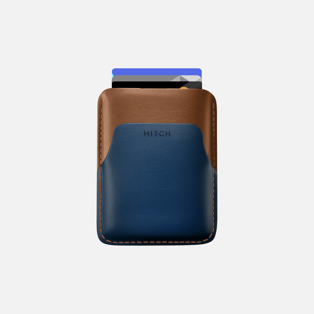 Hitch-Pull Up Cardholder Natural Genuine Leather "Havan Navy"