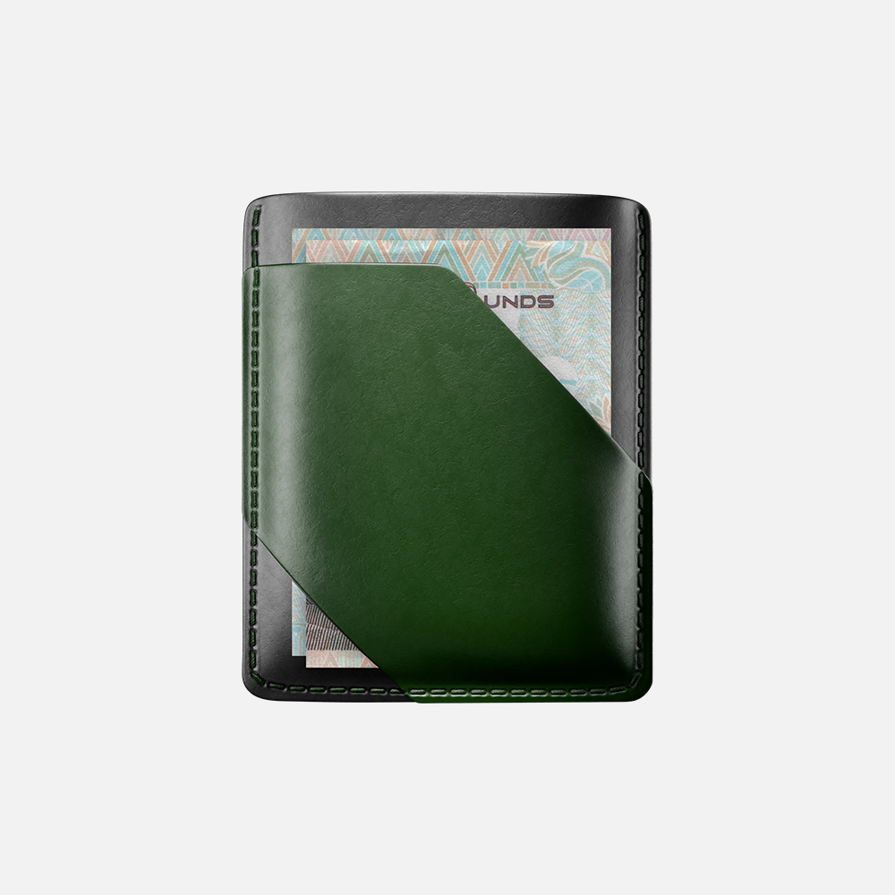 Hitch-Simple Cardholder Natural Genuine Leather "Black Green"