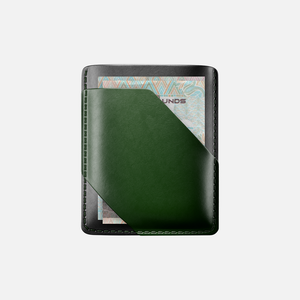 Hitch-Simple Cardholder Natural Genuine Leather "Black Green"