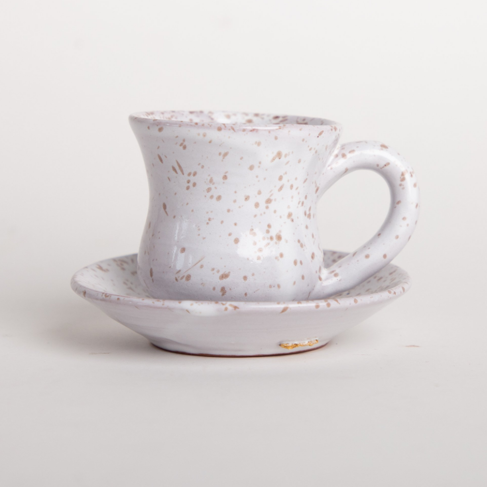 Cattleya-Blossom White Coffee Cup With Underline Plate