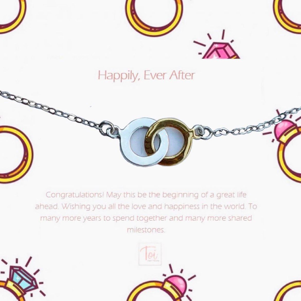 
                  
                    Toi-2 ring necklace: with 2 cards "Happily Ever After & Mother of Two"
                  
                