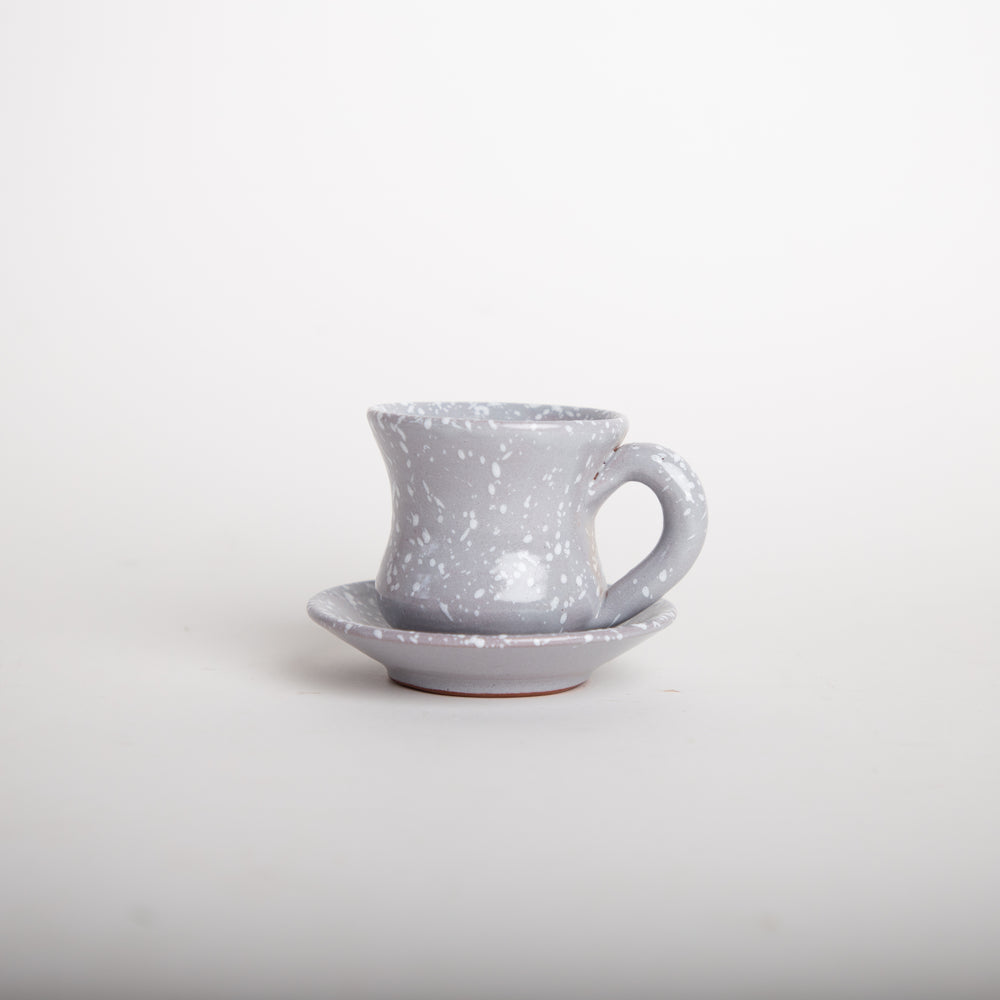 Cattleya-Blossom Grey Coffee Cup With Underline Plate