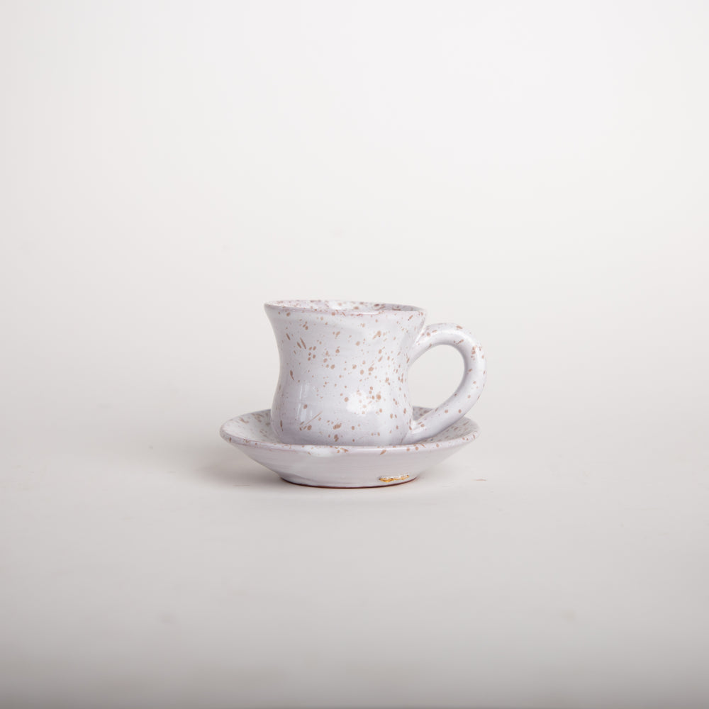 Cattleya-Blossom White Coffee Cup With Underline Plate