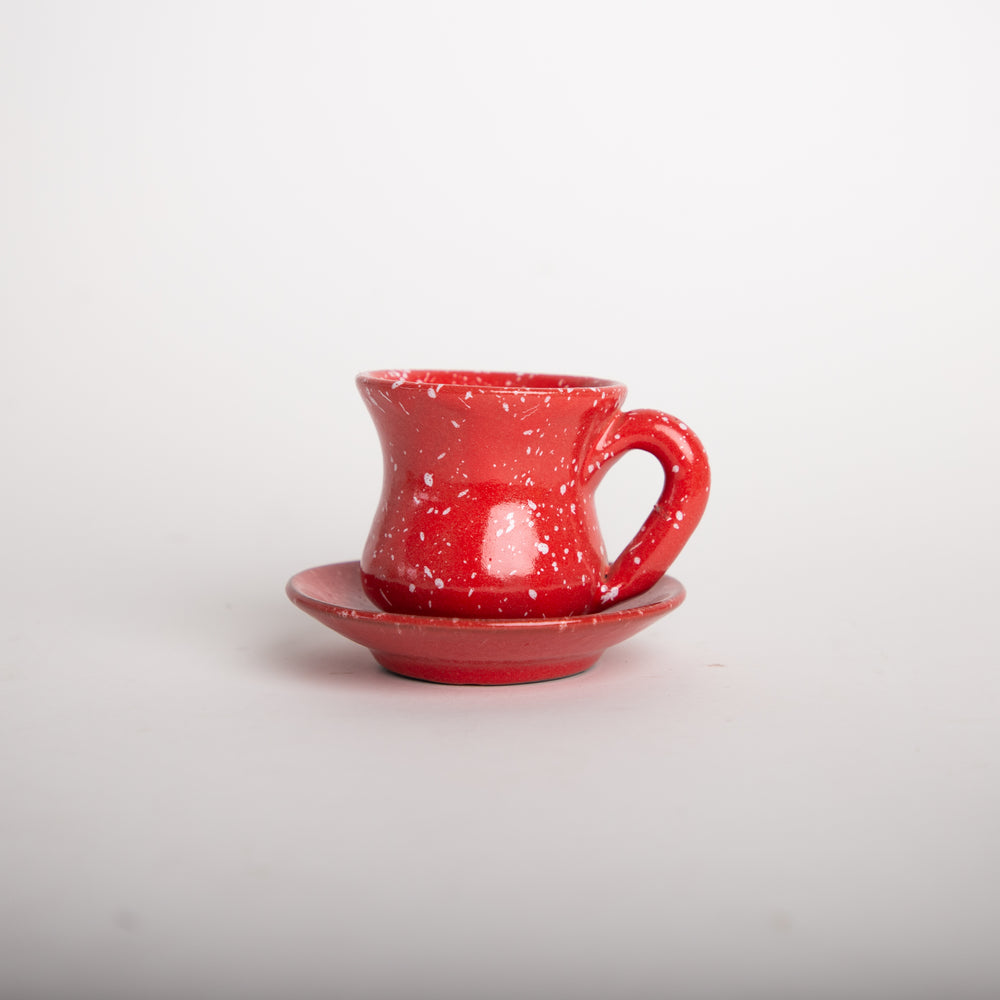 Cattleya-Blossom Red Coffee Cup With Underline Plate