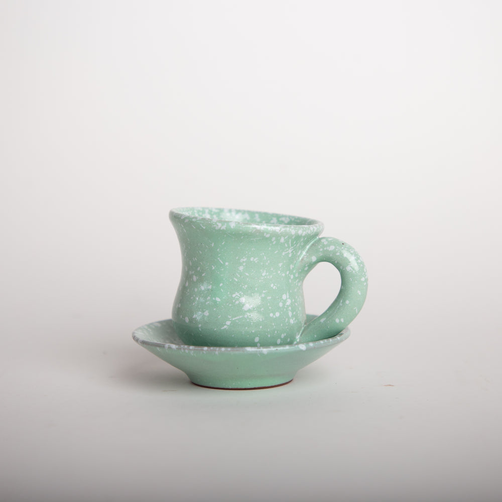 Cattleya-Blossom Green Coffee Cup With Underline Plate