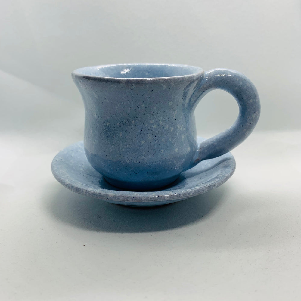 Cattleya-Blossom Blue Coffee Cup With Underline Plate