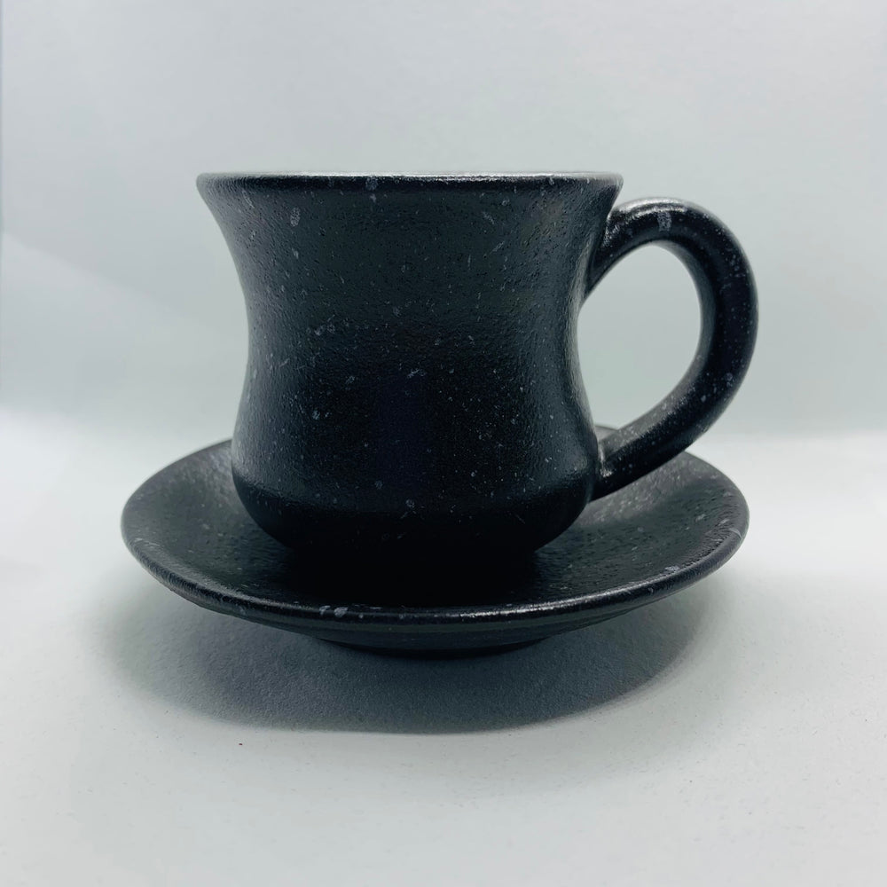 Cattleya-Blossom Black Coffee Cup With Underline Plate