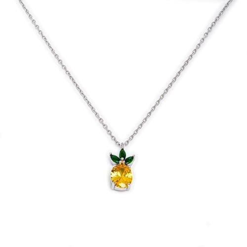 Asfour Crystal-Pineapple Necklace 925 Sterling Silver (N1071)