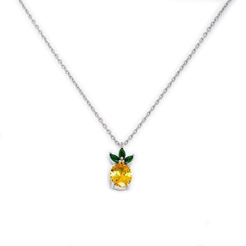 Asfour Crystal-Pineapple Necklace 925 Sterling Silver (N1071)
