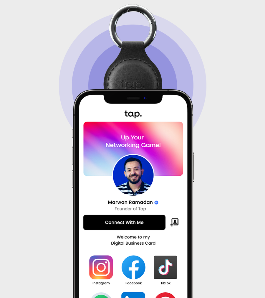 Tap NFC Keychain - Share Everything With A Tap Handmade Natural Leather Black