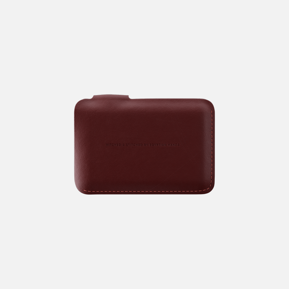 Hitch-Snap Caardholder Natural Genuine Leather 'Black Burgundy'