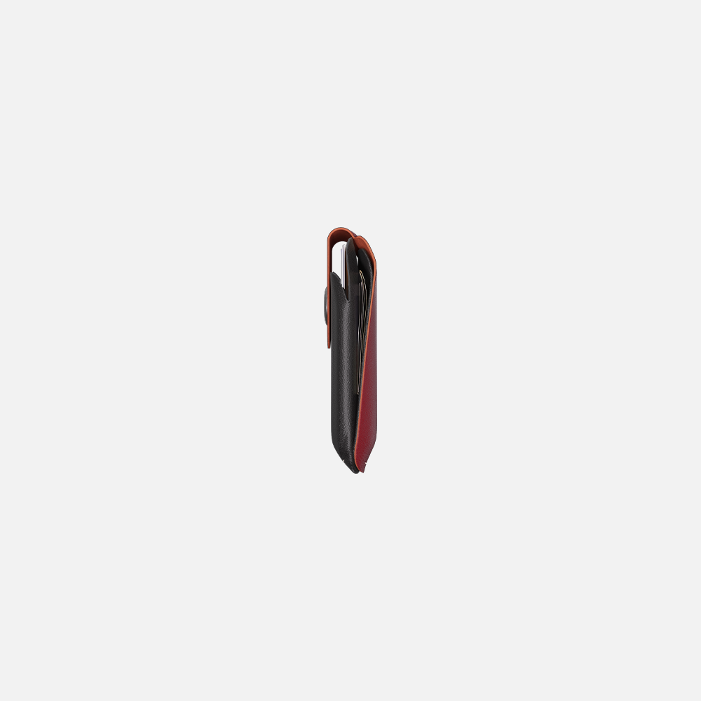 Hitch-Snap Caardholder Natural Genuine Leather 'Black Burgundy'