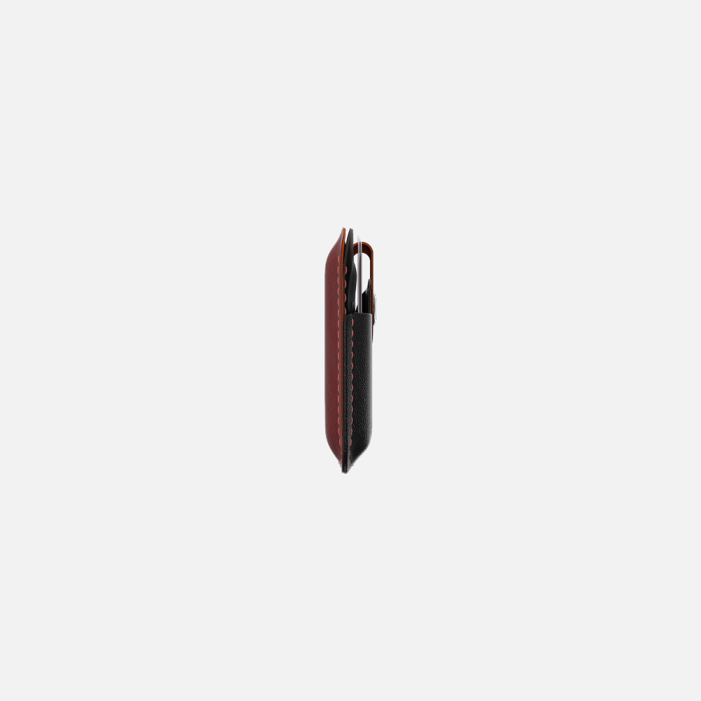 Hitch-Snap Caardholder Natural Genuine Leather 'Black Burgundy'