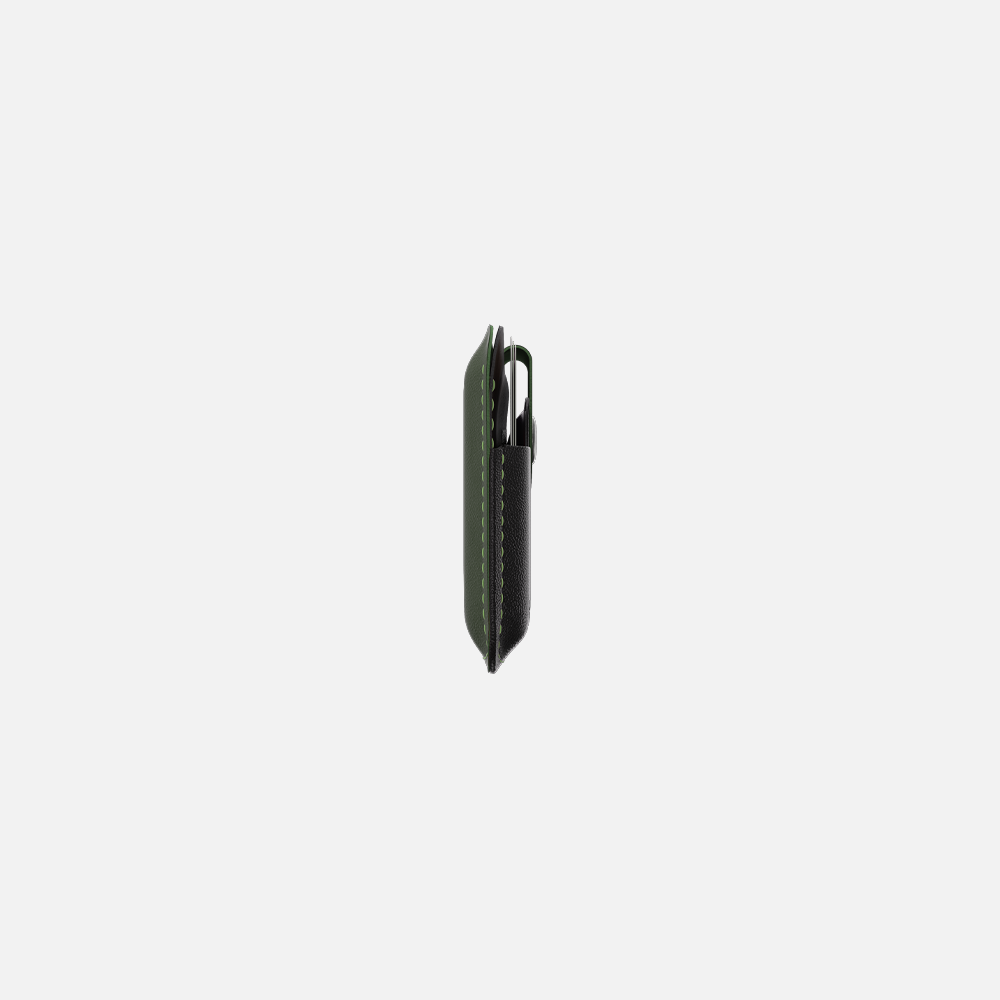 Hitch-Snap Caardholder Natural Genuine Leather 'Black Green'