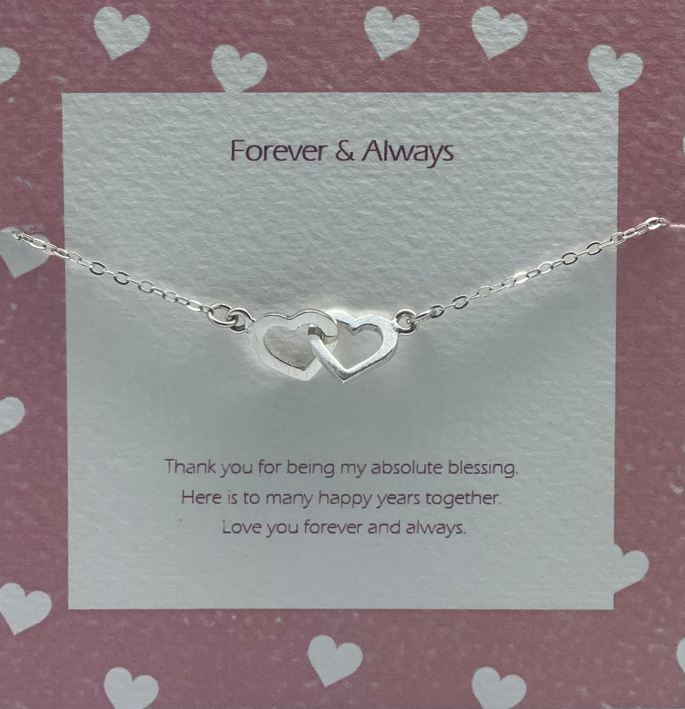 Toi-Forever & Always 2 Hearts Necklace Silver Necklace