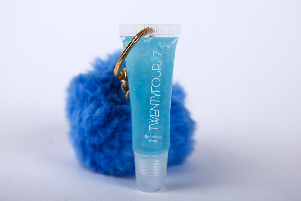 Twenty Four Seven-Lip Gloss With Fluffy Key Chain “Blue”