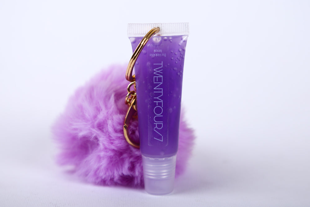 Twenty Four Seven-Lip Gloss With Fluffy Key Chain “Purple”
