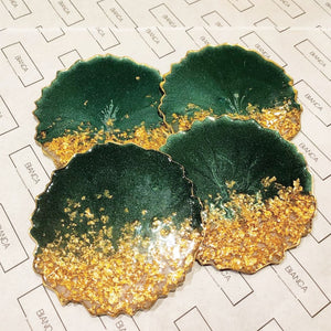 Bianca-Free Shape large Coaster (Dark Green Gold)