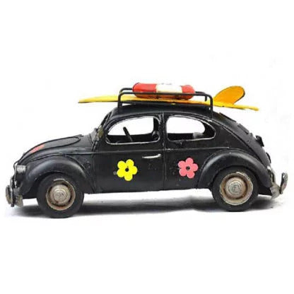 OddBits-Vintage Black Handmade VW Beetle Model