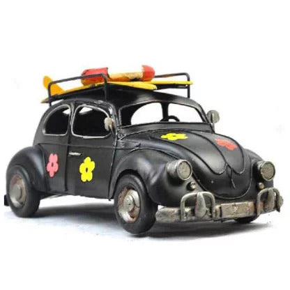 OddBits-Vintage Black Handmade VW Beetle Model