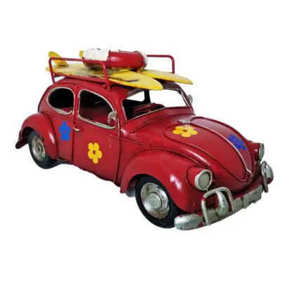 OddBits-Vintage Red Handmade VW Beetle Model