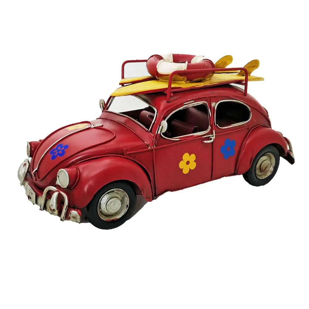 OddBits-Vintage Red Handmade VW Beetle Model